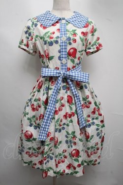画像1: Jane Marple / ギンガムフルーツワンピース  オフ S-25-07-22-052-JM-OP-ET-ZS