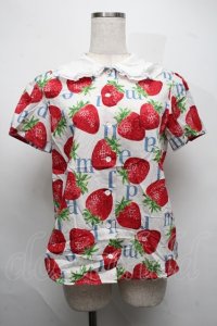 Jane Marple / Strawberry Meets Logoブラウス  白 S-25-07-22-026-JM-TO-AS-ZS