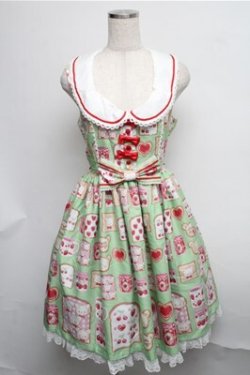 画像1: Angelic Pretty / Sunny Day Brunchジャンパースカート  グリーン S-25-07-26-046-AP-OP-AS-ZS