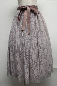 axes femme / 総レースロングスカート  グレー S-25-07-26-051-AX-SK-HR-ZS