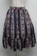 axes femme / フラワーシフォンスカート  紺 S-25-07-26-056-AX-OP-AS-ZS