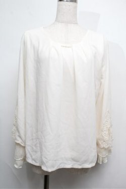 画像1: axes femme / 袖レースシフォンプルオーバー  キナリ S-25-07-26-006-AX-TO-HR-ZS