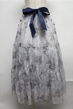 画像1: axes femme / sajouプリントレーススカート  ブルー S-25-07-26-060-AX-SK-HR-ZS