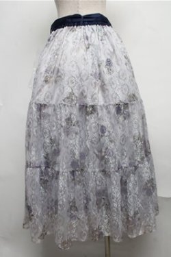 画像2: axes femme / sajouプリントレーススカート  ブルー S-25-07-26-060-AX-SK-HR-ZS