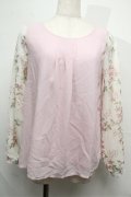 axes femme / 袖チュールレースプルオーバー  ピンク S-25-07-26-012-AX-TO-HR-ZS