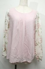 画像1: axes femme / 袖チュールレースプルオーバー  ピンク S-25-07-26-012-AX-TO-HR-ZT124 (1)