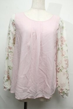 画像1: axes femme / 袖チュールレースプルオーバー  ピンク S-25-07-26-012-AX-TO-HR-ZS