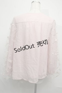画像2: axes femme / 袖チュール刺繍シフォントップス  ピンク S-25-07-26-013-AX-TO-HR-ZI
