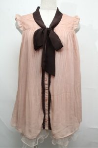 axes femme / プリーツシフォンノースリーブブラウス  ピンク S-25-07-26-015-AX-BL-HR-ZI