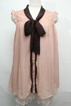 画像1: axes femme / プリーツシフォンノースリーブブラウス  ピンク S-25-07-26-015-AX-BL-HR-ZS