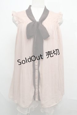 画像1: axes femme / プリーツシフォンノースリーブブラウス  ピンク S-25-07-26-015-AX-BL-HR-ZI
