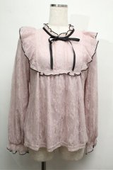 axes femme / バイカラーメローレースプルオーバー  ピンク S-25-07-26-016-AX-TO-AS-ZS