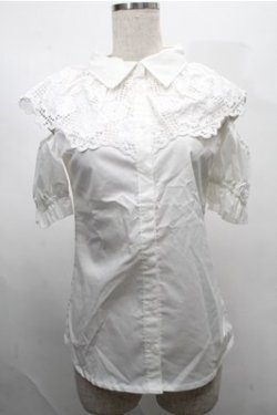 画像1: Swankiss / レースデザイン肩開きブラウス  白 S-25-07-26-002-CA-TO-AS-ZS