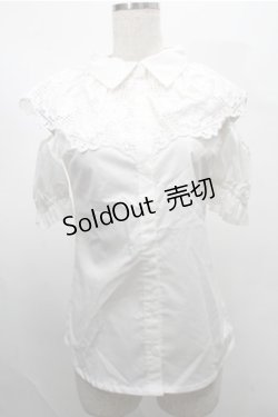 画像1: Swankiss / レースデザイン肩開きブラウス  白 S-25-07-26-002-CA-TO-AS-ZS