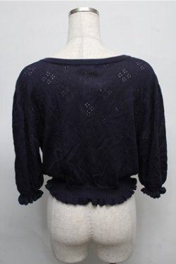画像2: axes femme / ブーケ手刺繍サマーカーディガン  紺 S-25-07-26-021-AX-TO-AS-ZS
