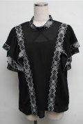 axes femme NOSTALGIE / 刺繍シースルートップス  黒 S-25-07-26-025-AX-BL-HR-ZS