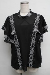 axes femme NOSTALGIE / 刺繍シースルートップス  黒 S-25-07-26-025-AX-BL-HR-ZS