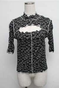 lilLilly / ハートトップス  黒 S-25-07-26-026-LO-BL-AS-ZT489