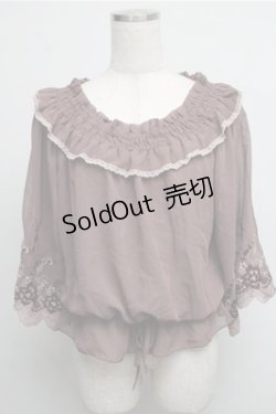 画像1: axes femme / オフショル刺繍シフォントップス  ブラウン S-25-07-26-030-AX-TO-HR-ZS