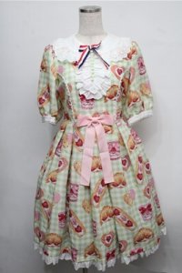 Angelic Pretty /いちごBread Bakerylワンピース  グリーン S-25-07-26-035-AP-OP-AS-ZS