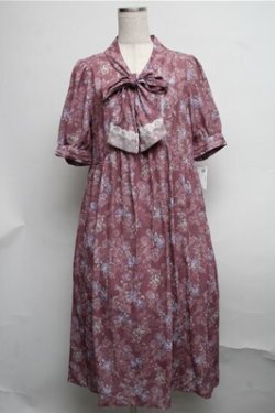 画像1: axes femme / ローズレース柄ボータイワンピース  ピンク S-25-07-26-039-AX-OP-AS-ZS