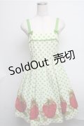 Emily Temple cute / ドット＆いちごノースリーブワンピース  オフｘグリーン S-25-07-26-044-ET-OP-AS-ZS