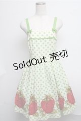Emily Temple cute / ドット＆いちごノースリーブワンピース  オフｘグリーン S-25-07-26-044-ET-OP-AS-ZS