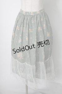 axes femme / チュール配色ブーケスカート  グリーン S-25-07-28-052-AX-SK-AS-ZS