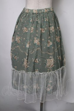 画像2: axes femme / チュール配色ブーケスカート  グリーン S-25-07-28-052-AX-SK-AS-ZS