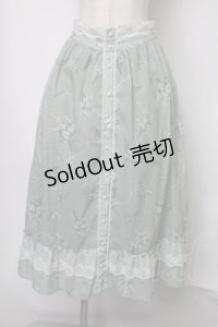 axes femme / すずらん柄前ボタンスカート  グリーン S-25-07-28-053-AX-SK-HR-ZS