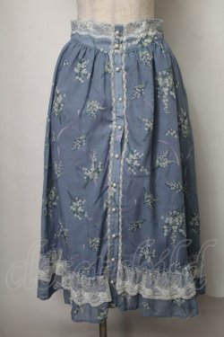 画像1: axes femme / すずらん柄前ボタンスカート  ブルー S-25-07-28-055-AX-SK-HR-ZS