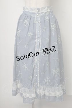 画像1: axes femme / すずらん柄前ボタンスカート  ブルー S-25-07-28-055-AX-SK-HR-ZS