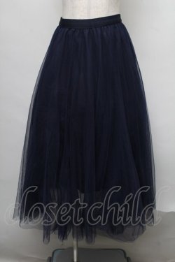 画像1: axes femme / ロングチュールスカート  紺 S-25-07-28-059-AX-SK-AS-ZS