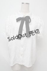 axes femme POETIQUE / バラふくれジャカード半袖ブラウス  白 S-25-07-28-017-AX-BL-HR-ZS