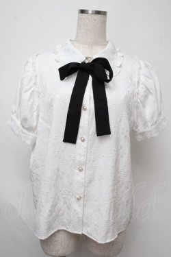 画像1: axes femme POETIQUE / バラふくれジャカード半袖ブラウス  白 S-25-07-28-017-AX-BL-HR-ZS