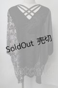 Qutie Frash / BIGクロスTシャツ  黒ｘグレー S-25-07-28-028-QU-TS-HR-ZS