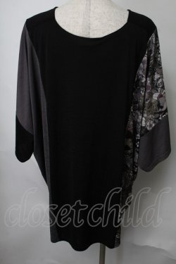 画像2: Qutie Frash / BIGクロスTシャツ  黒ｘグレー S-25-07-28-028-QU-TS-HR-ZS