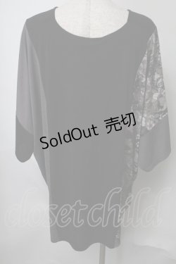 画像2: Qutie Frash / BIGクロスTシャツ  黒ｘグレー S-25-07-28-028-QU-TS-HR-ZS