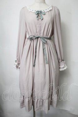 画像1: Tulle / 襟元はしごレースワンピース  ピンクベージュ S-25-07-28-041-PU-OP-HR-ZS