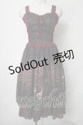 axes femme kawaii / リブラリーアビスチェ風ワンピース  ワイン S-25-07-28-049-AX-BL-HR-ZS