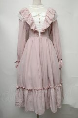 axes femme kawaii / ヴィンテージシフォンワンピース  ピンク S-25-07-30-041-AX-OP-HR-ZS
