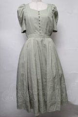 axes femme POETIQUE / パワショル半袖ワンピース  グリーン S-25-07-30-045-AX-SK-HR-ZS