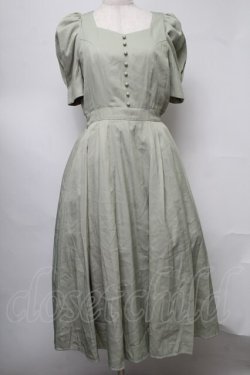 画像1: axes femme POETIQUE / パワショル半袖ワンピース  グリーン S-25-07-30-045-AX-SK-HR-ZS