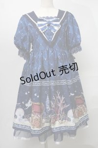 axes femme kawaii / マーメイドメルヘンワンピース  紺 S-25-07-30-050-AX-OP-AS-ZS