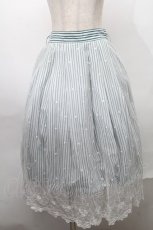 画像1: axes femme / ストライプＸレーススカート  グリーンｘ白 S-25-07-30-055-AX-SK-HR-ZT310 (1)