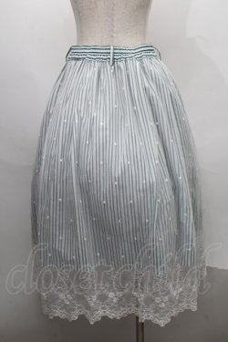 画像2: axes femme / ストライプＸレーススカート  グリーンｘ白 S-25-07-30-055-AX-SK-HR-ZS