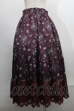 画像2: axes femme / ミュルーズ染織美術館コラボ/フェザー×フラワー柄スカート  ワイン S-25-07-30-058-AX-SK-AS-ZS