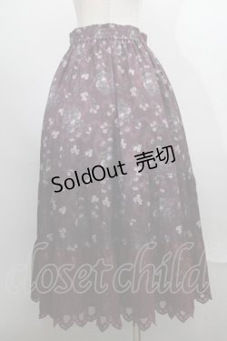 画像2: axes femme / ミュルーズ染織美術館コラボ/フェザー×フラワー柄スカート  ワイン S-25-07-30-058-AX-SK-AS-ZS