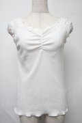 axes femme / 吸水速乾肩レースリブタンク  白 S-25-07-30-011-AX-TO-HR-ZS