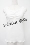 axes femme / 吸水速乾肩レースリブタンク  白 S-25-07-30-011-AX-TO-HR-ZS